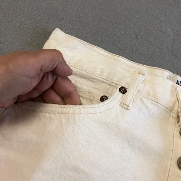 Agolde Parker Jean Shorts Womens 26 2 White Denim Cutoff Distressed Festival - Picture 6 of 10